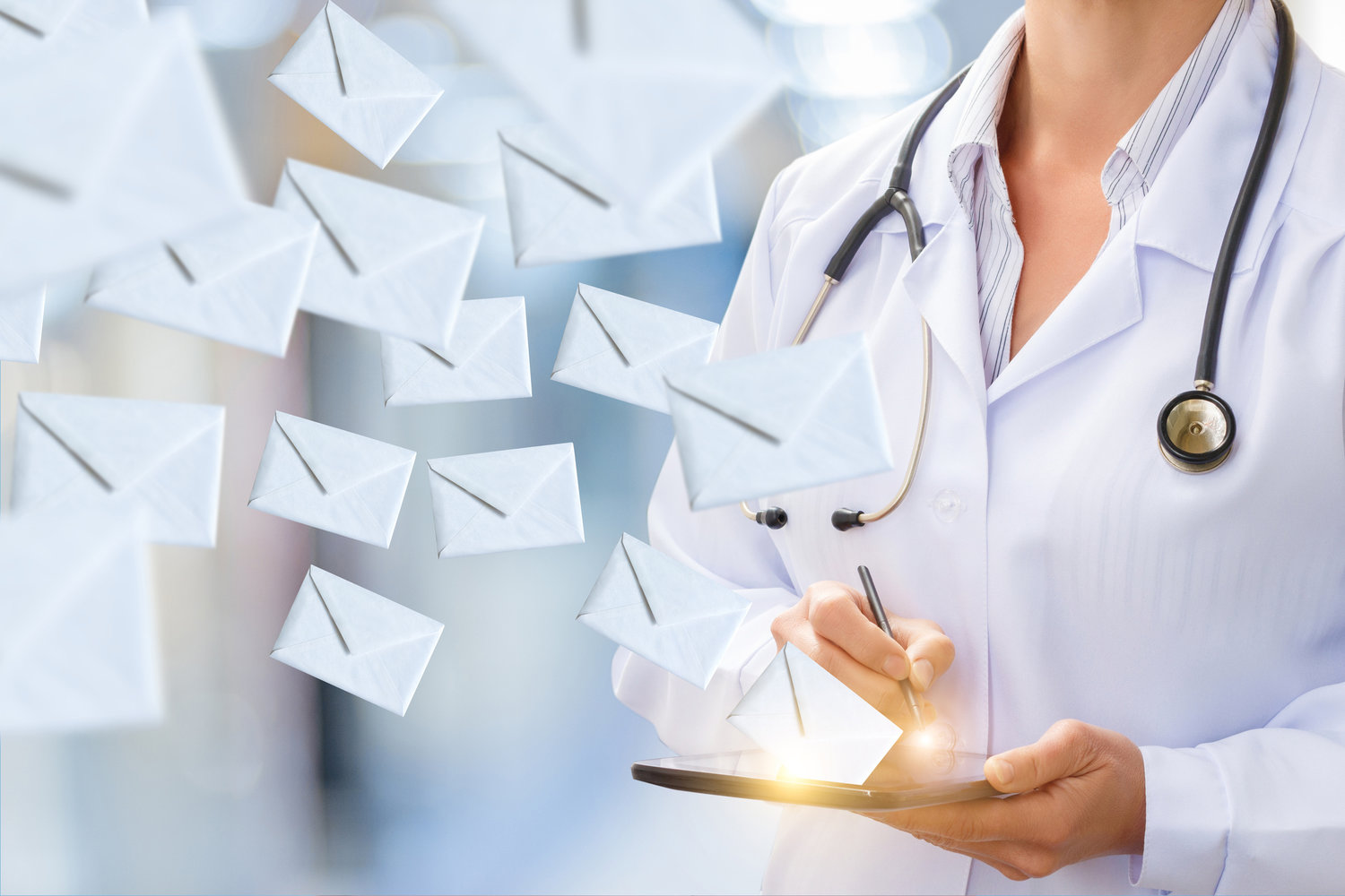 Doctor makes sending email .